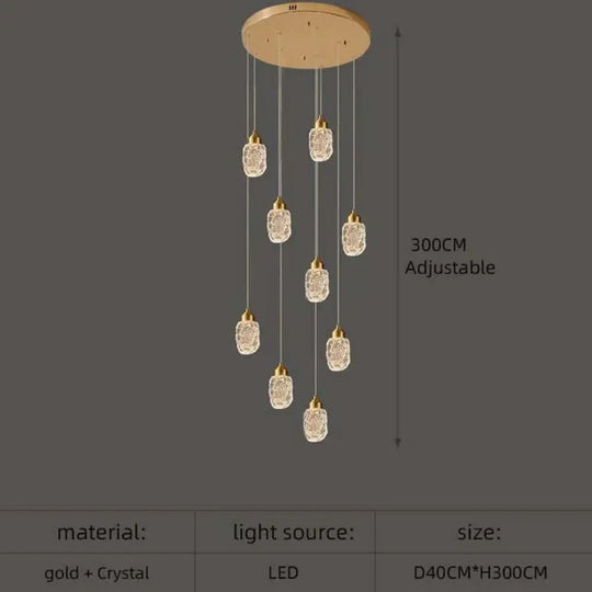 Astrea - Modern Led Crystal Chandelier 9 Lights / Cool Light
