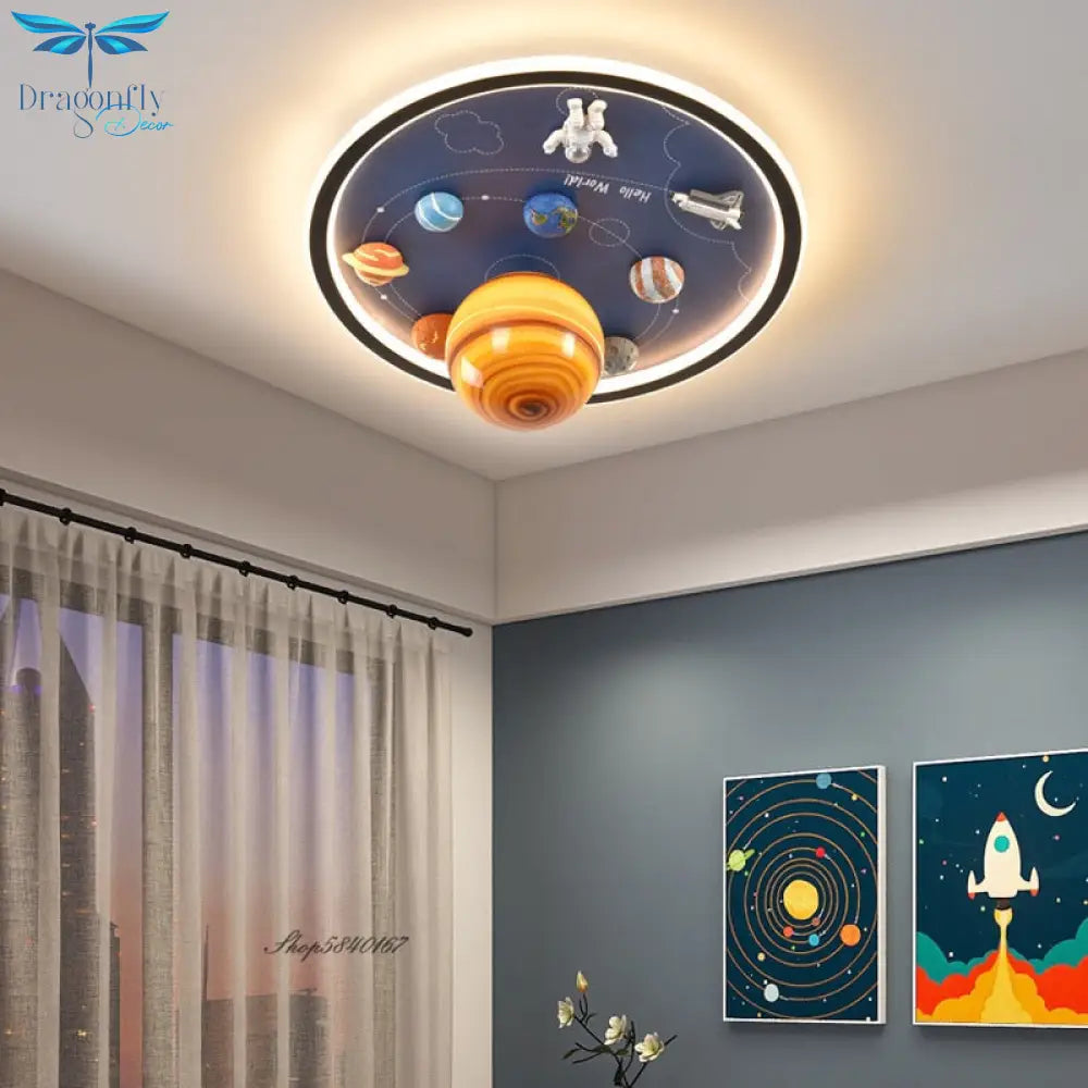 Astronaut Space Planet Ceiling Lights Dreamy Kids Children Bedroom Led Lamp Decor Diorama 3D Galaxy