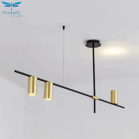 Asymmetrical Cylinder Chandelier Lighting Fixture Modern Metal 3/4/9 Heads Gold Ceiling Lamp For