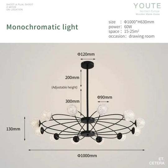 Atom - Nordic Creative Led Pendant Light Dia100Cm 12Heads / Warm Light(3000K) Pendant