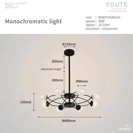 Atom - Nordic Creative Led Pendant Light Dia68Cm 8 Heads / Warm Light(3000K) Pendant