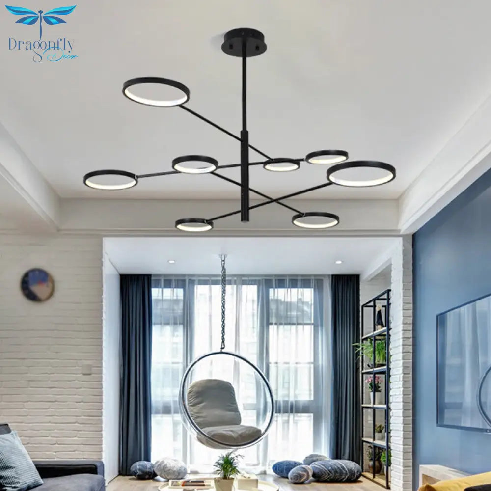 Aurora - Modernist Ring Ceiling Chandelier Metal Pendant Light Fixtures With Hanging Cord For