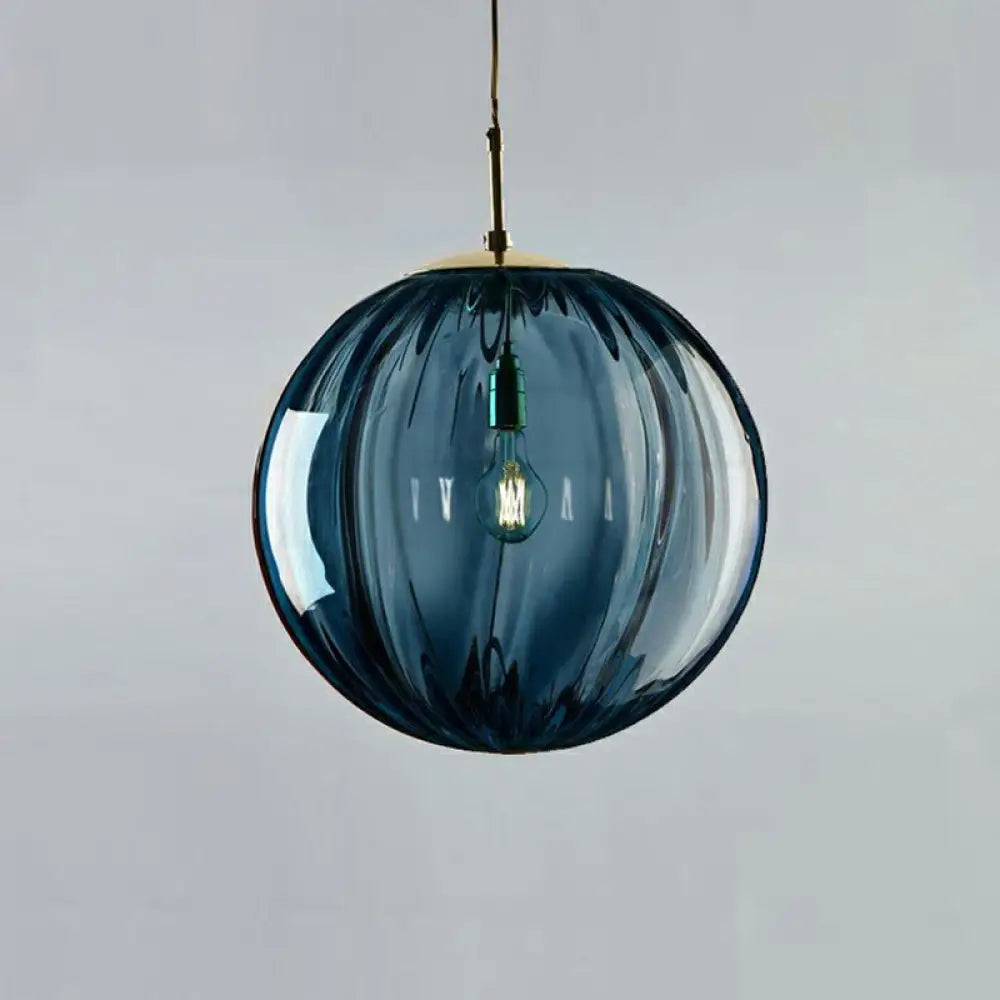 Autumn - Modern Glass Pumpkin Ball Shaped Pendant 1 - Light Hanging Light Fixture For Dining Room