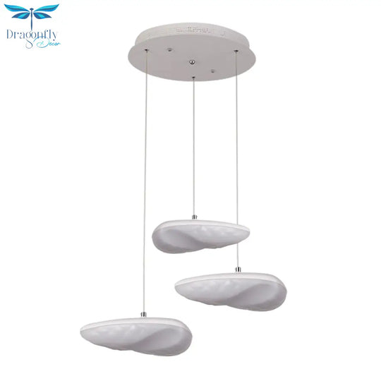 Ava - White Geometric Down Lighting Simplicity 3/7 Heads Led Metal Hanging Light With Round/Linear