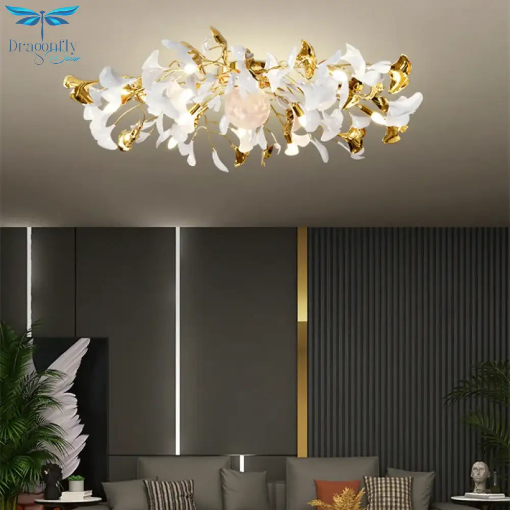 Ava1 - Modern Ginkgo Leaf Led Ceiling Chandelier Stylish Decor For Living Room And Bedroom Ceiling