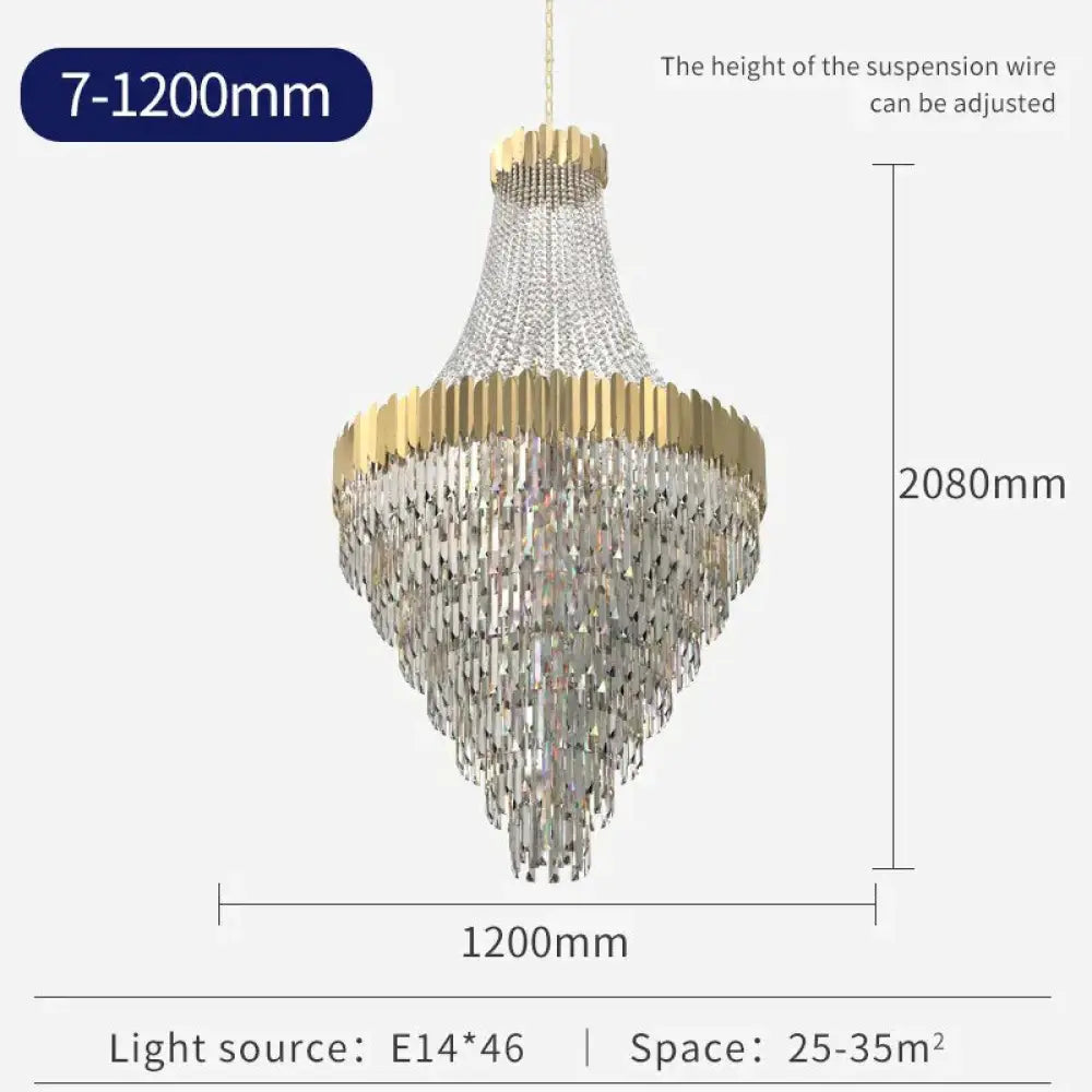 Avah - Gold Large Crystal Chandelier 120Cm / Warm White