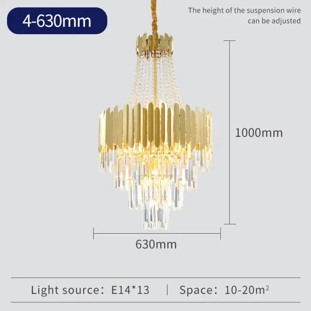 Avah - Gold Large Crystal Chandelier 63Cm / Warm White