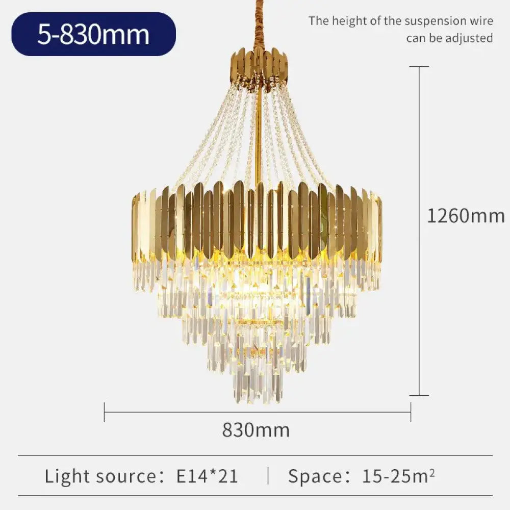 Avah - Gold Large Crystal Chandelier 83Cm / Warm White