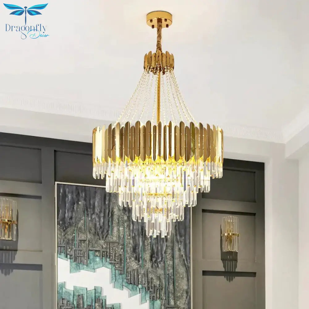 Avah - Gold Large Crystal Chandelier