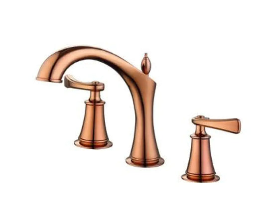 Basin Faucet Widespread American Style Classical Gold Brass Mixer Tap Bathroom Water Sink Rose Gold