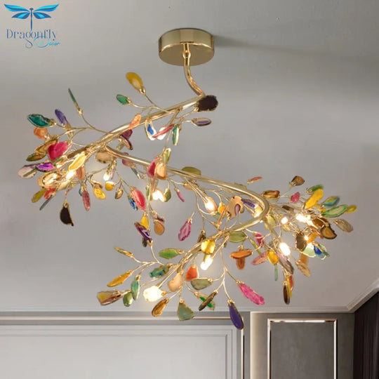 Beautiful Natural Agate Pendant Lights Foyer Bedroom Restaurant Hanging Lamp Gold Metal G4 Bulb Home