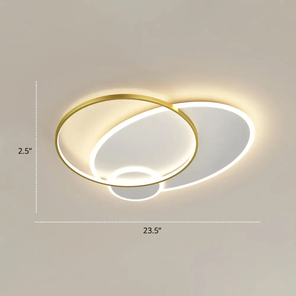 Bedroom Brilliance In A Stack: Minimalistic Led Metal Flush Mount Ceiling Ligh White - Gold /