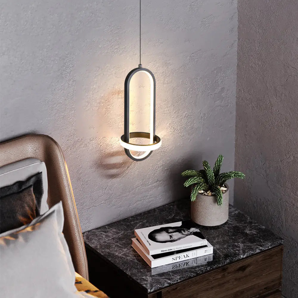 Bedside Chandelier Modern Simple Long - Line Atmosphere Lamp Black / White Light Pendant