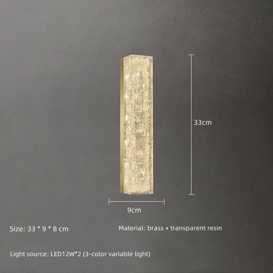 Bedside Copper Crystal Led Wall Lamp For Living Room Background Corridor Light Postmodern Resin 33Cm
