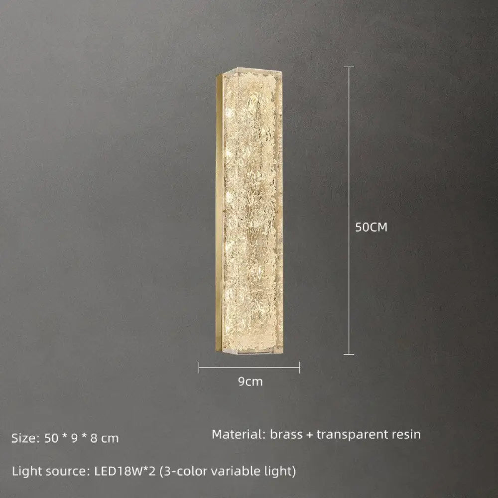 Bedside Copper Crystal Led Wall Lamp For Living Room Background Corridor Light Postmodern Resin 50Cm