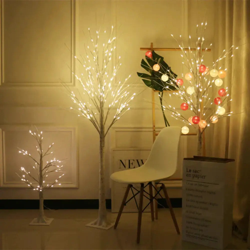 Birch Tree Lights Glow Led Christmas Simulation New Year 0.9M(60 Lamps) Floor Lamps