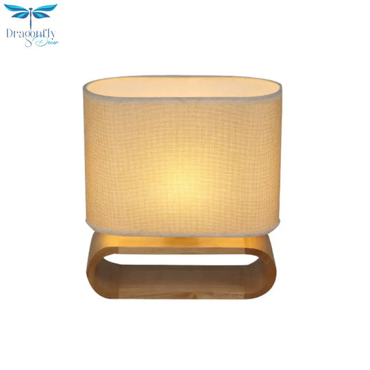 Birdun - Minimalism Wood Oval Nightstand Lamp Single Fabric Table Light For Children Bedroom