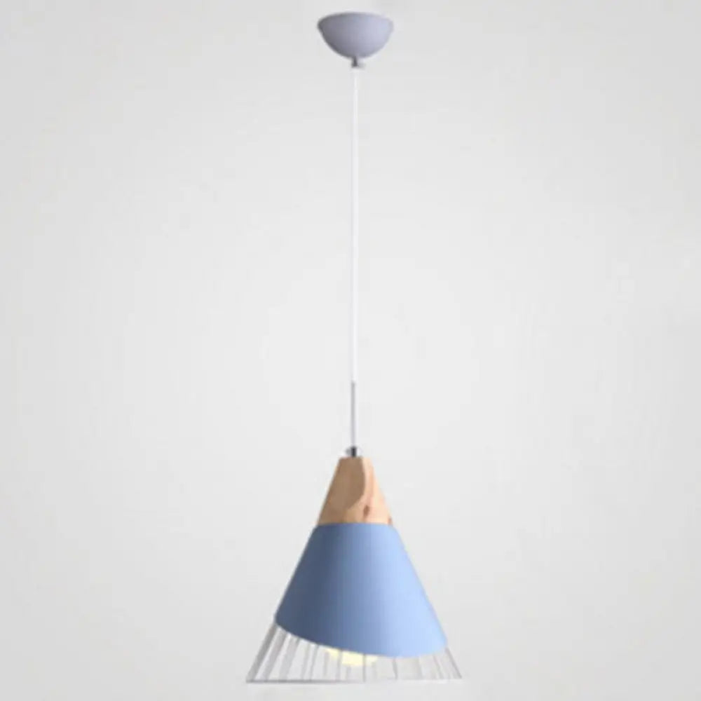 Birdun - Nordic 1 - Light Wire Cage Pendant Lamp Macarons Style Metal Living Room Hanging Blue