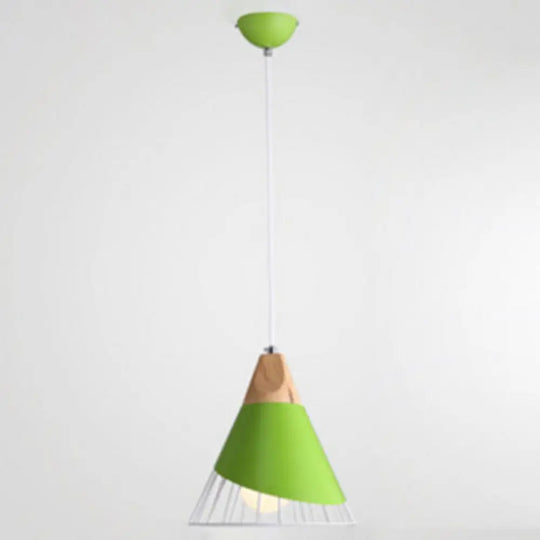 Birdun - Nordic 1 - Light Wire Cage Pendant Lamp Macarons Style Metal Living Room Hanging Green