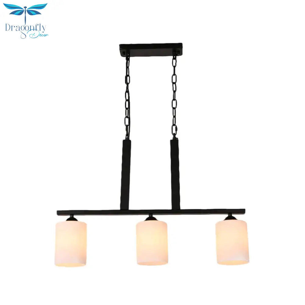 Black Cylinder Industrial Style Shade Dining Room Pendant Lighting With 3 Blub