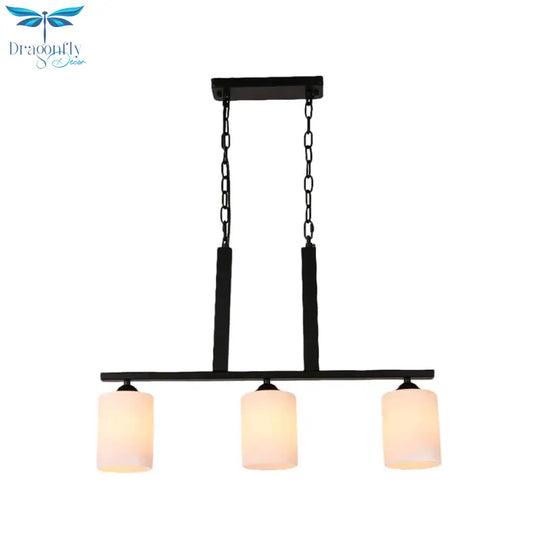 Black Cylinder Industrial Style Shade Dining Room Pendant Lighting With 3 Blub