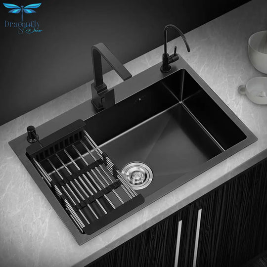 Black Stainless Steel Single Bowl Kitchen Sink Undermount Dishwasher Sink