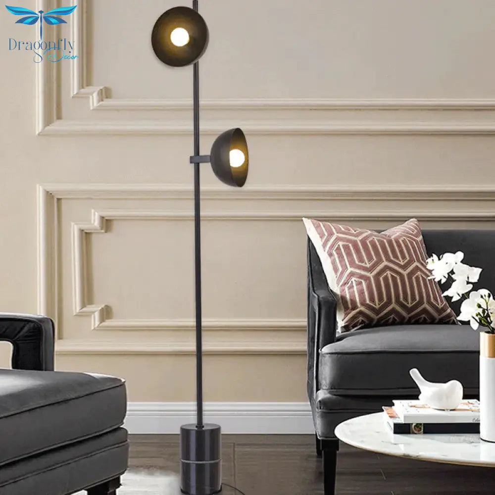 Black Trumpet Floor Light Designer 2 Heads Metal Standing Lamp For Living Room