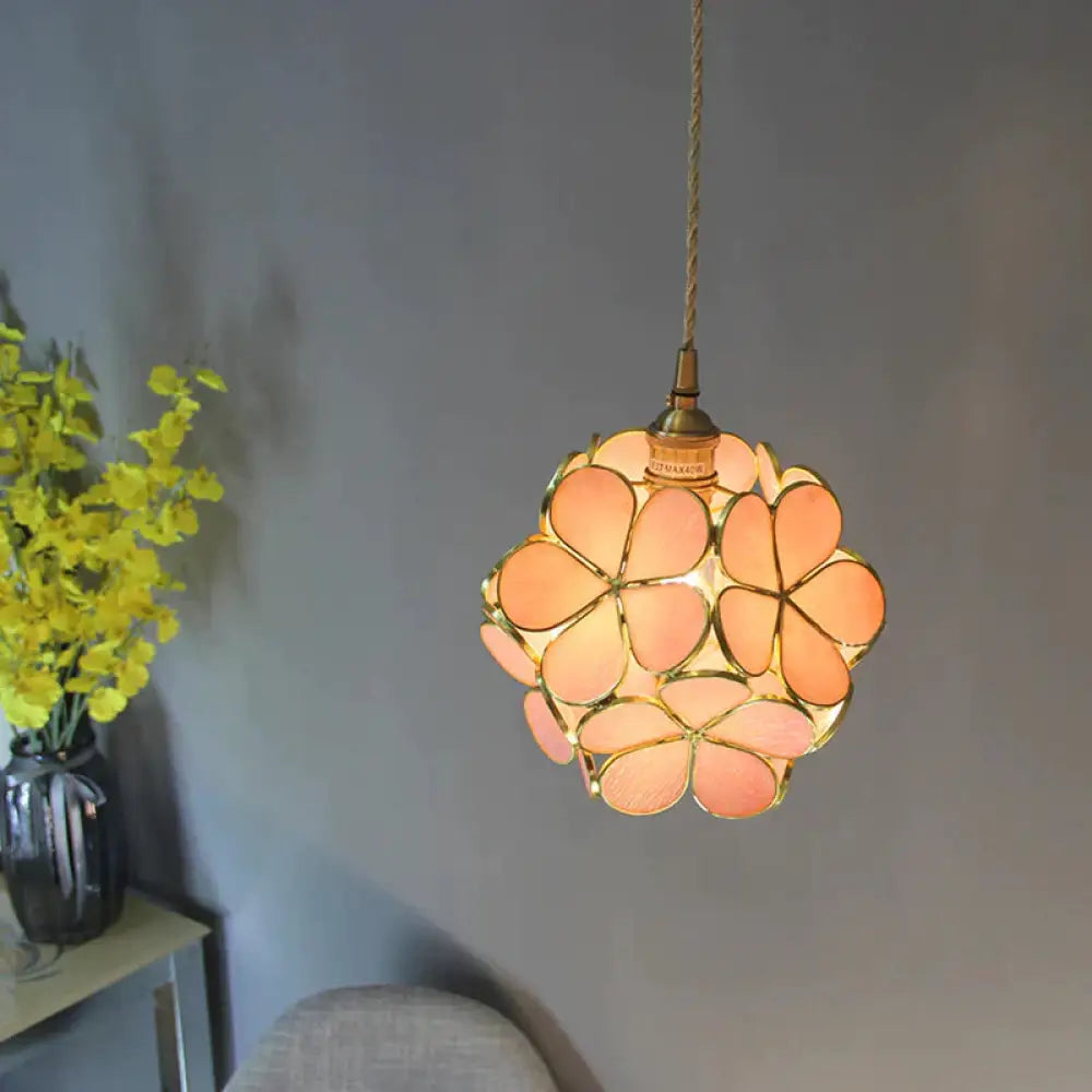 Blooming Beauty: Tiffany Style Pendant Light With Captivating Colors Pink Lighting