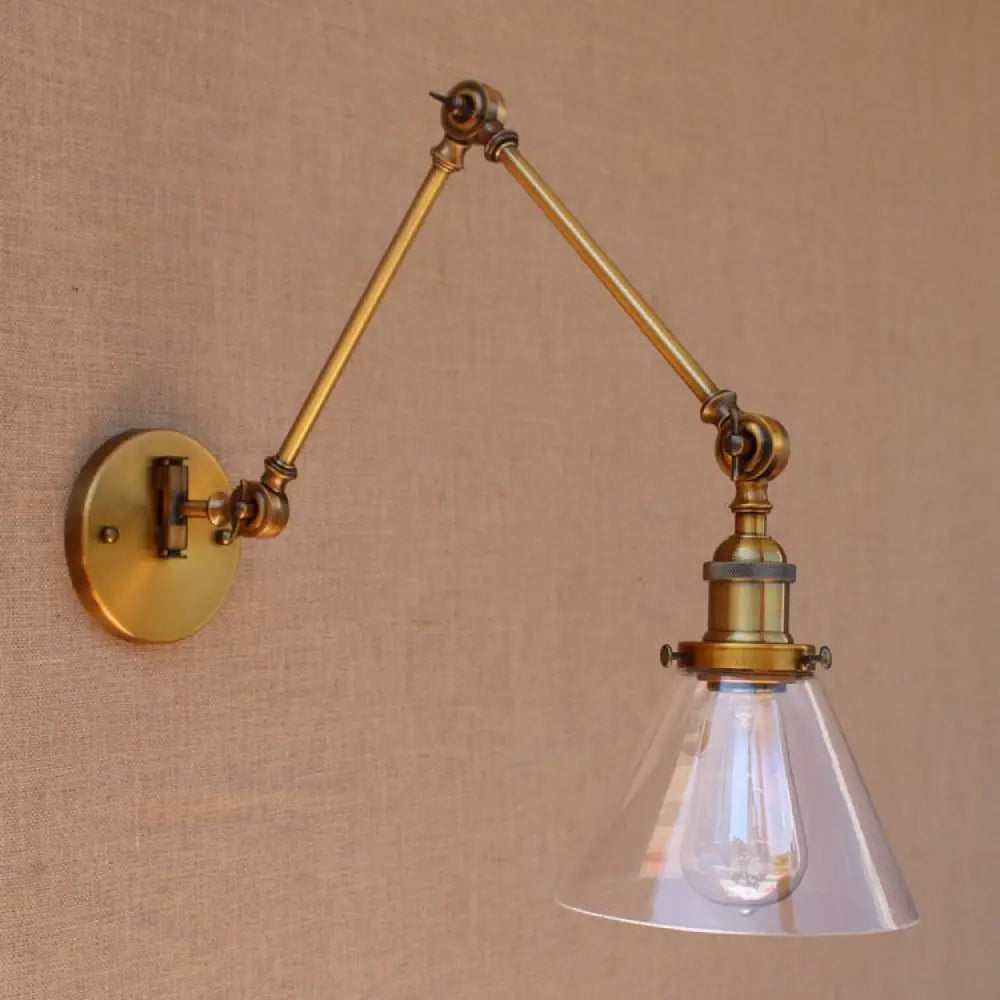 Brass Glass Ball Vintage Wall Lights Fixtures Edison Swing Long Arm Light Loft Industrial Lamp