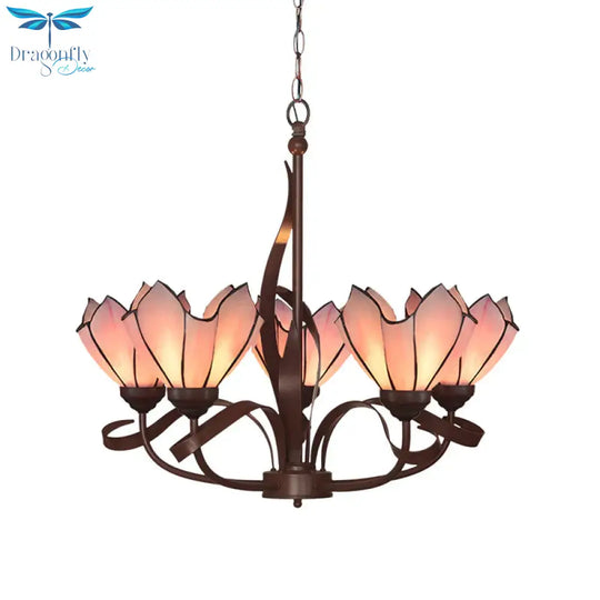 Bronze 3/5 Lights Chandelier Lighting Fixture Baroque Pink/Purple Floral Pendant Shopify Lamp For
