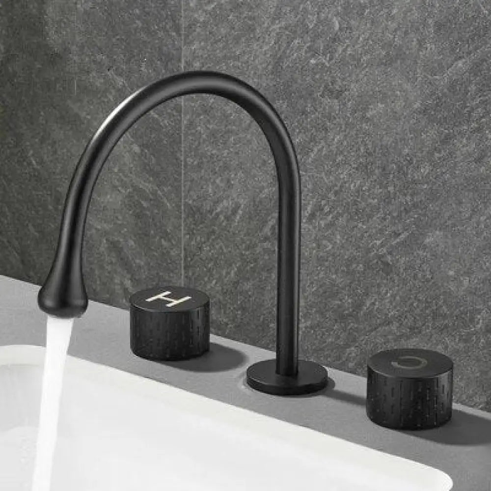 Brushed Gold Basin Faucet Brass Gray Widespread Bathroom Black Sink Faucets 3 Hole Hot And Cold