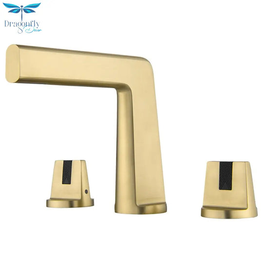 Brushed Gold Basin Faucet Total Brass Black Bathroom Gray Sink Faucets 3 Hole Hot And Cold