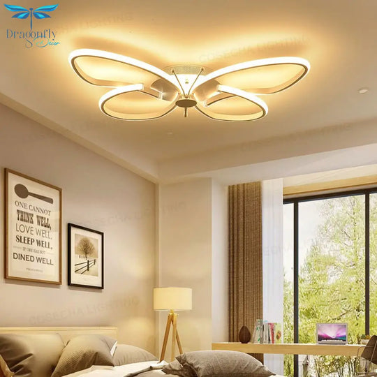 Butterfly Led Ceiling Light Modern White Color Lamps In Kitchen Kids Bedroom Dining Room Dimmable