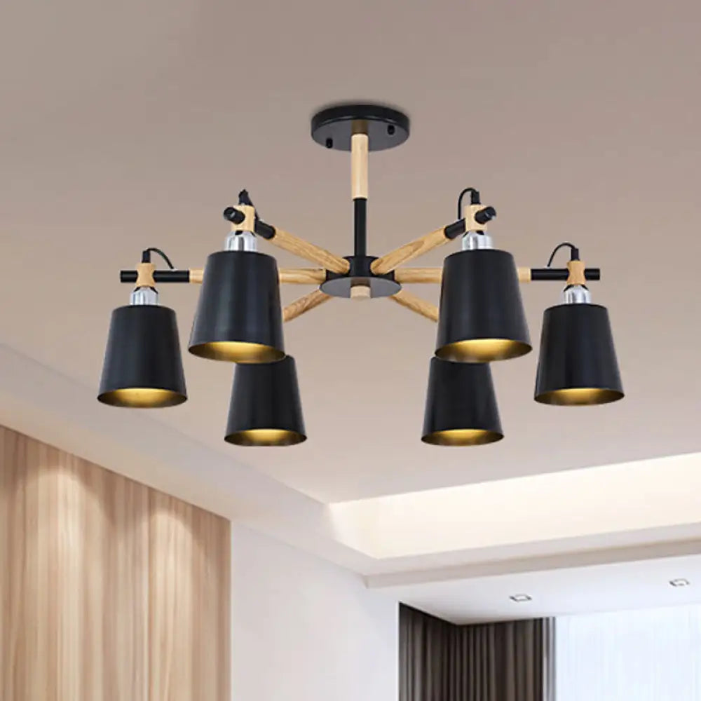 Cã©Lia - Modern Dining Room Pendant Lamp Wooden Minimalism Hanging Light With Downward Metal