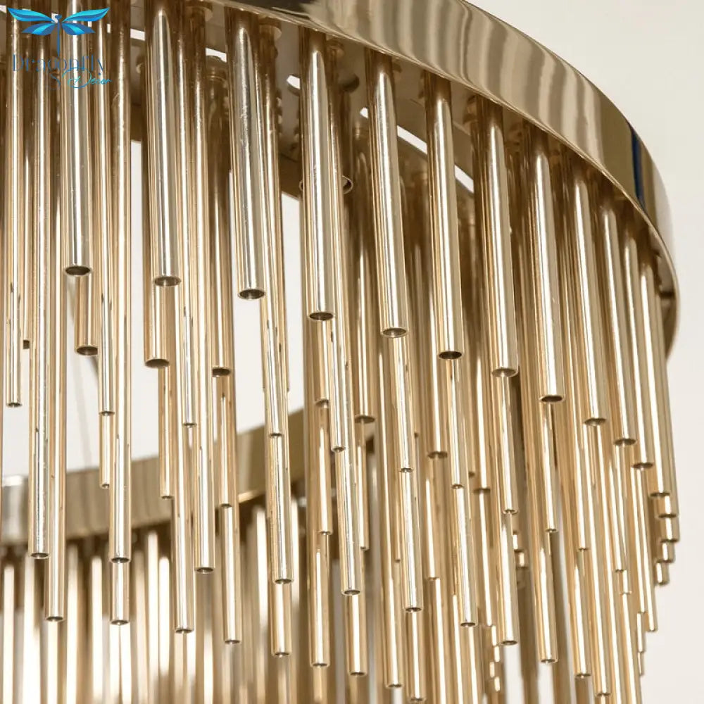 Capella - Postmodern Led Golden Tube Tinsel Art Deco Luxurious Chandelier For Dining Living Room
