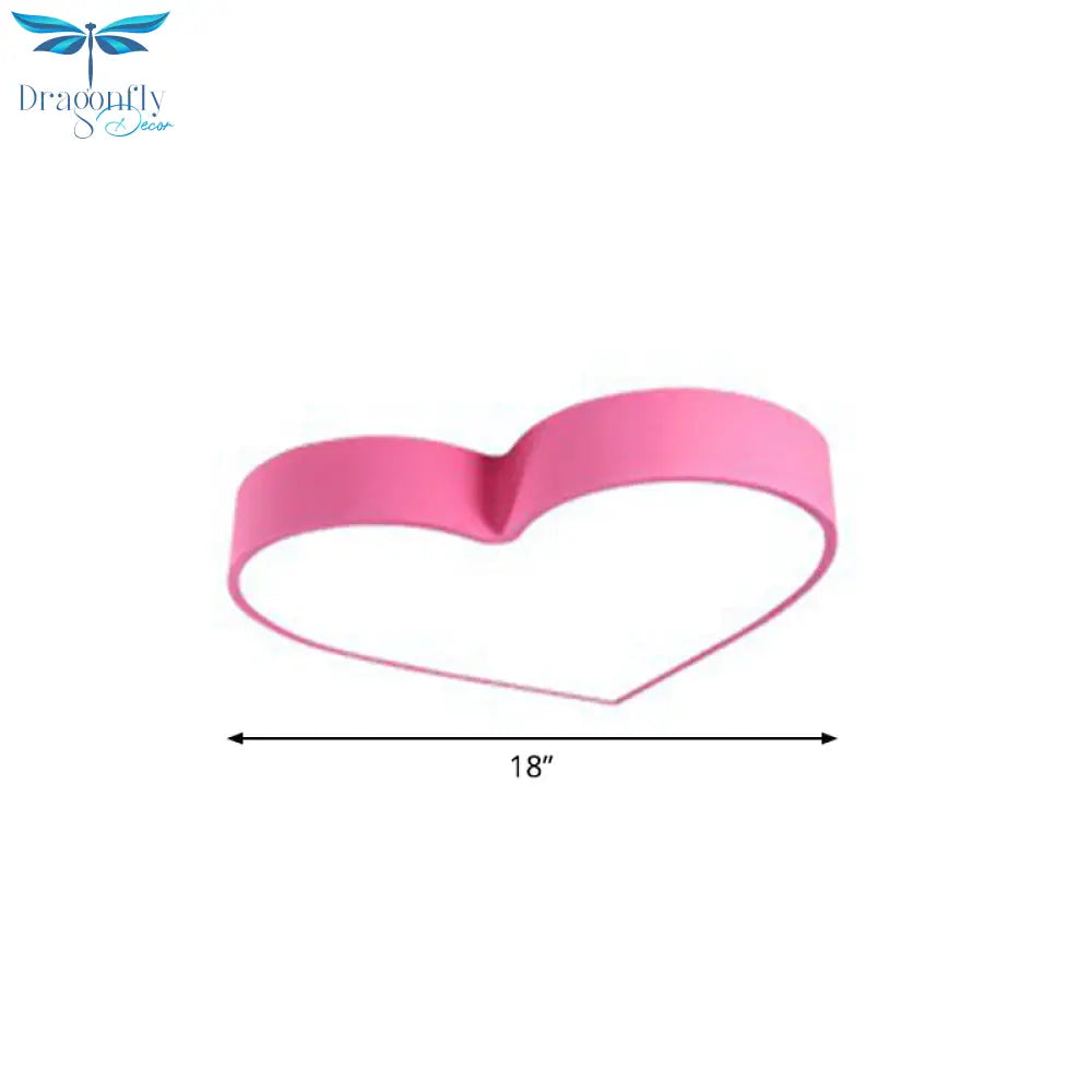 Cartoon Loving Heart Led Flush Mount Light With Romantic Acrylic Design - Ceiling For Bedrooms