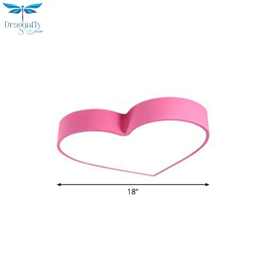 Cartoon Loving Heart Led Flush Mount Light With Romantic Acrylic Design - Ceiling For Bedrooms