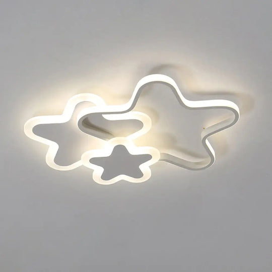 Cartoon Star Led Flush Mount Ceiling Light Fixture For Kids Room White / 16.5’ Remote Control