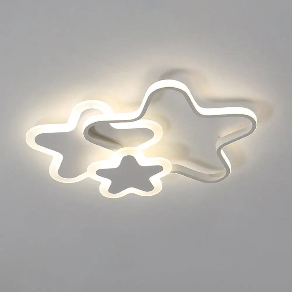 Cartoon Star Led Flush Mount Ceiling Light Fixture For Kids Room White / 20.5’ Remote Control