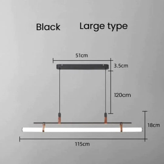 Casia V - Modern Linear Led Bar Pendant Lamp For Dinning Room Kitchen Office Space Black Large Type