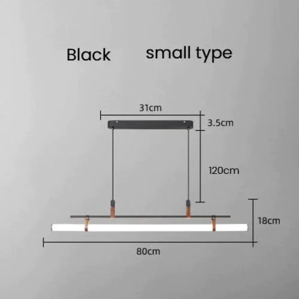 Casia V - Modern Linear Led Bar Pendant Lamp For Dinning Room Kitchen Office Space Black Small Type