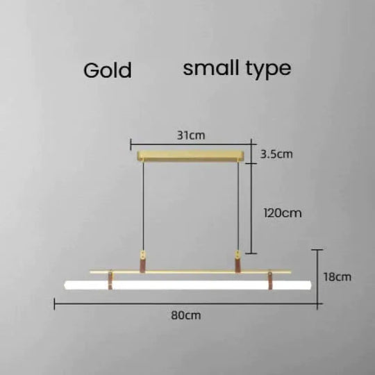 Casia V - Modern Linear Led Bar Pendant Lamp For Dinning Room Kitchen Office Space Gold Small Type
