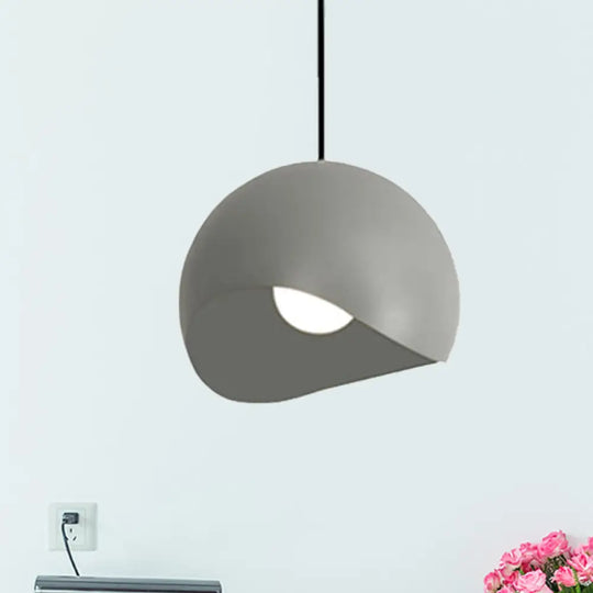 Caterina - Nordic Style Waveforms Dome Pendant Lamp 8/12 W 1 Head For Living Grey / 8