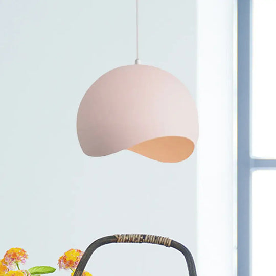 Caterina - Nordic Style Waveforms Dome Pendant Lamp 8/12 W 1 Head For Living Pink / 8