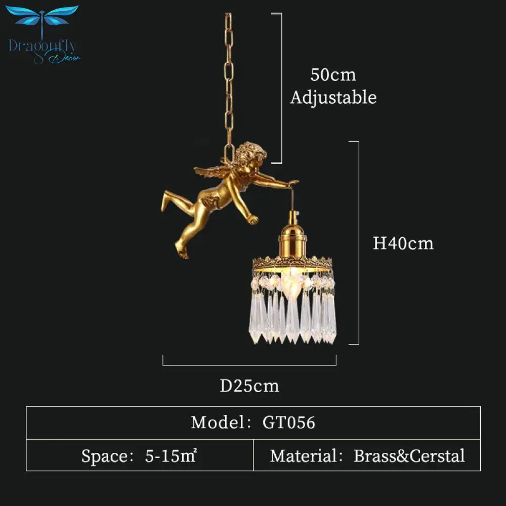 Celeste - European Cupid Hanging Single Lamp Small Crystal Bedside Danish Stair Cluster Pendant