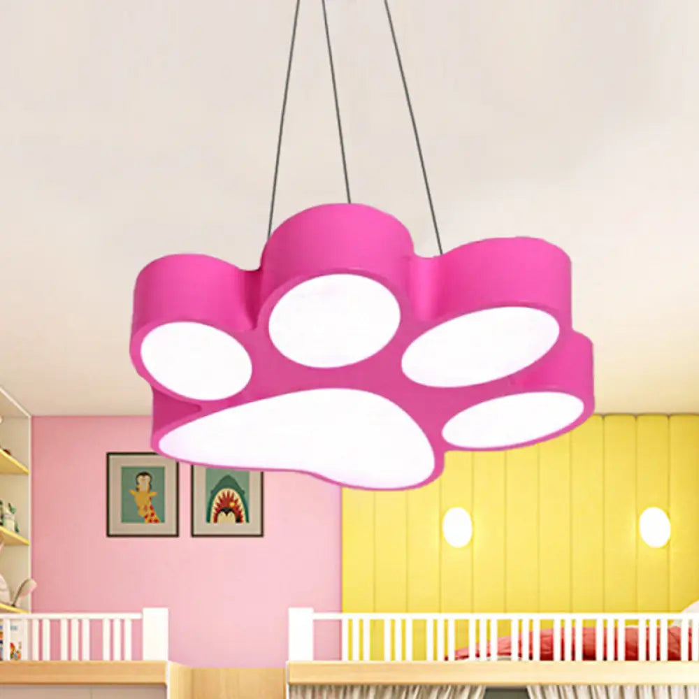 Chara - Doggie Doggy Paw Bathroom Pendant Lamp Acrylic Cartoon Led Hanging Light Pink / White 18