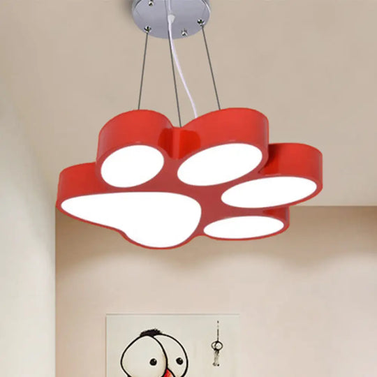 Chara - Doggie Doggy Paw Bathroom Pendant Lamp Acrylic Cartoon Led Hanging Light Red / Warm 18