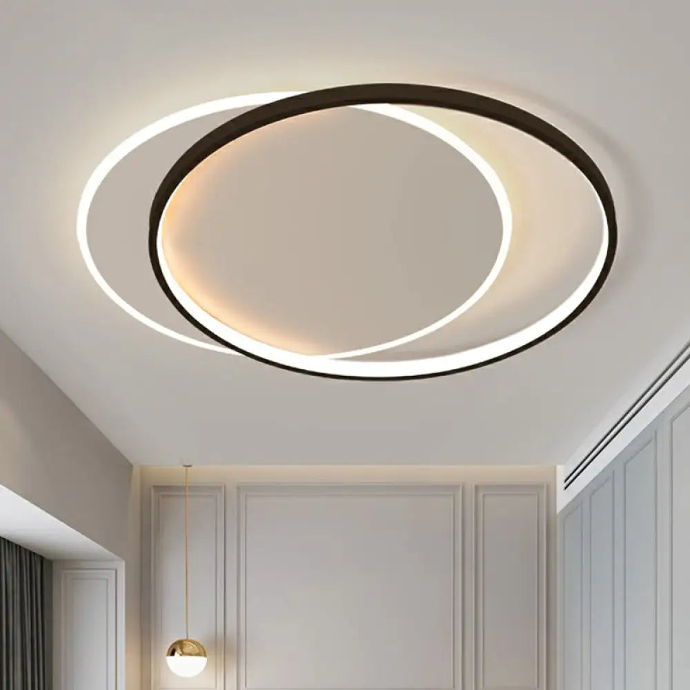 Circular Flush Light Fixture With Acrylic Shade In Black And White - Simplicity Led Ceiling Mount