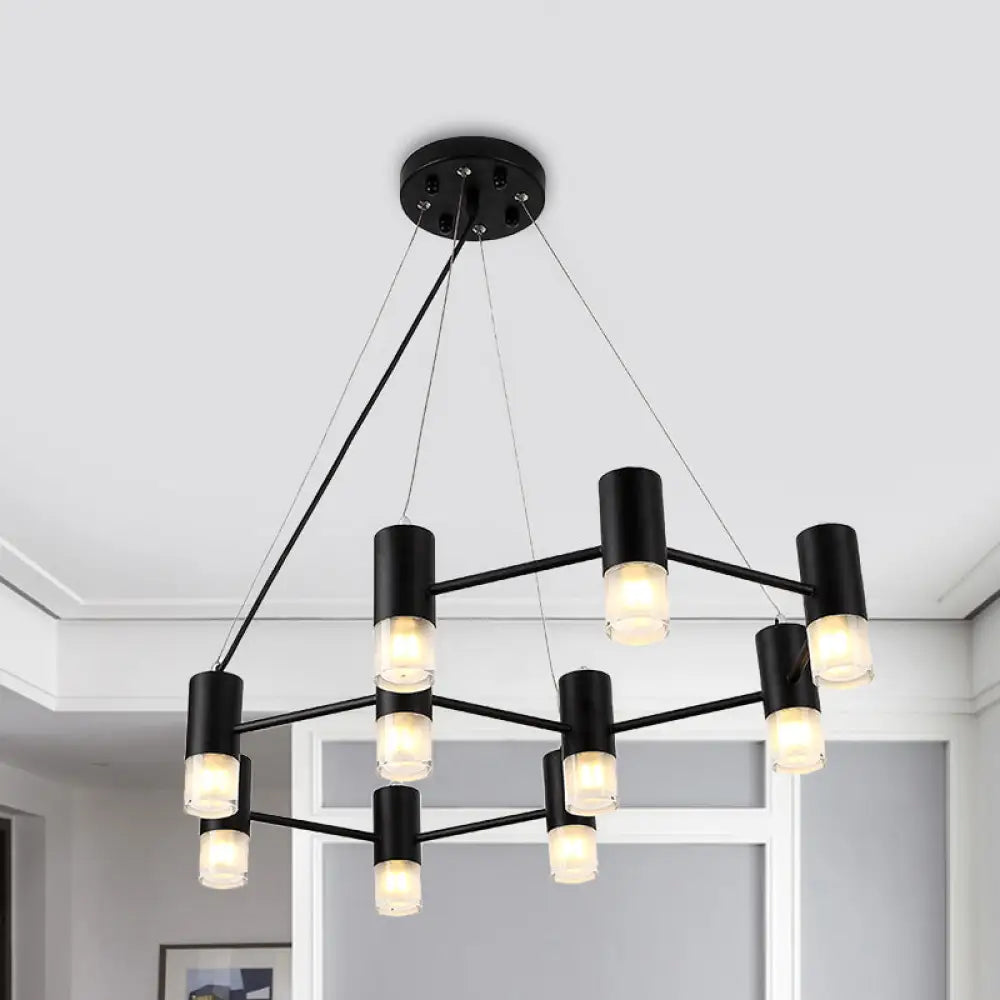 Clara - Honeycomb Modern Shaped Chandelier Metal Black Pendant Lighting For Hotel Living Room 10 /