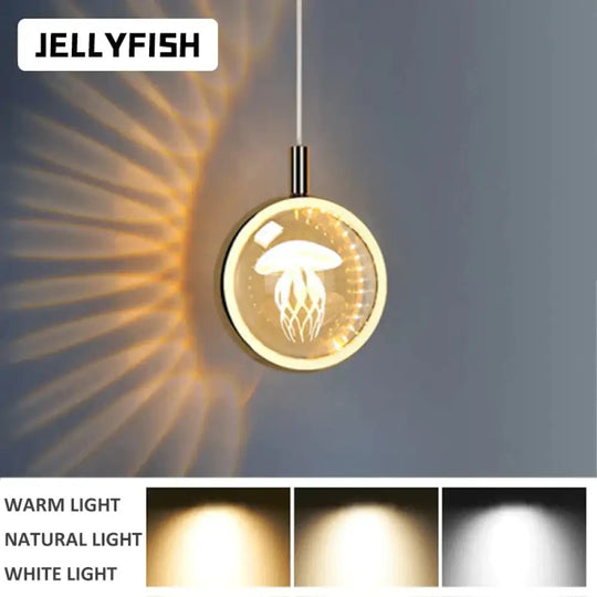 Clara - Led Crystal Glass Ball Pendant Lights For Indoor Lighting Jellyfish Pattern / Warm Light